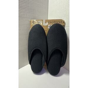 Isotoner Country Comfort Slippers Black Size L 8-9 Foam Cushion 1994 NWT
